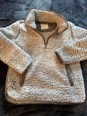 Source Unknown Cream Teddy Sherpa Quarter-Zip Jacket